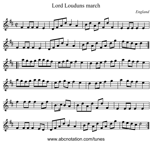 Lord Louduns march - staff notation
