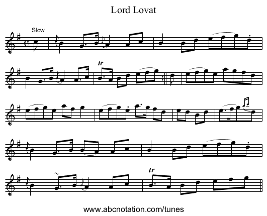 Lord Lovat - staff notation