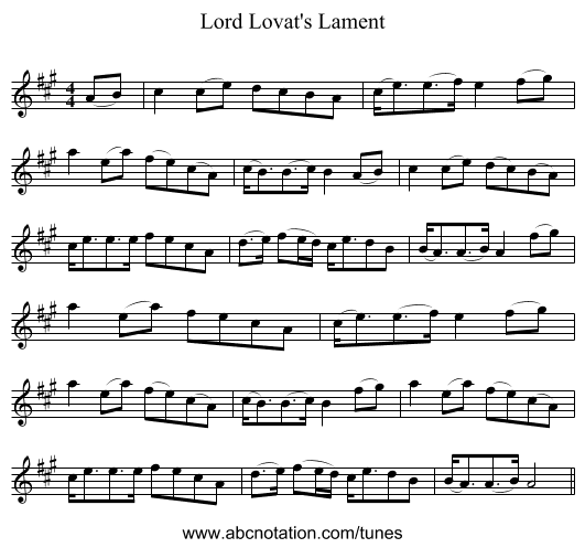 Lord Lovat's Lament - staff notation