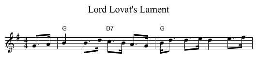 Lord Lovat's Lament - staff notation