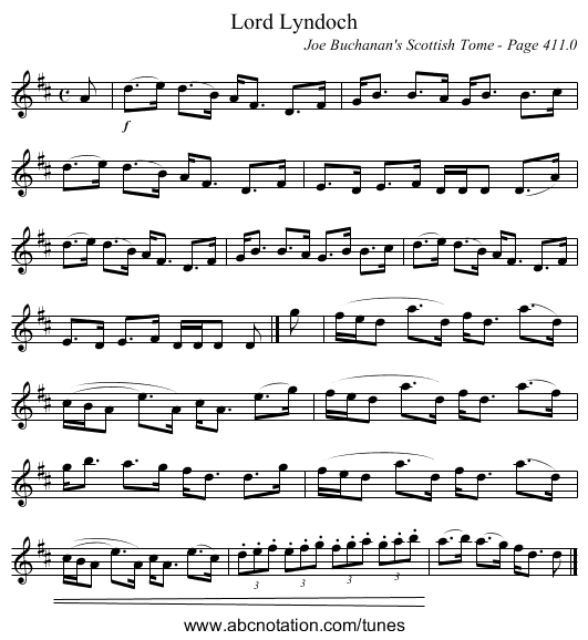 Lord Lyndoch - staff notation