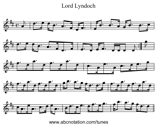 Lord Lyndoch - staff notation