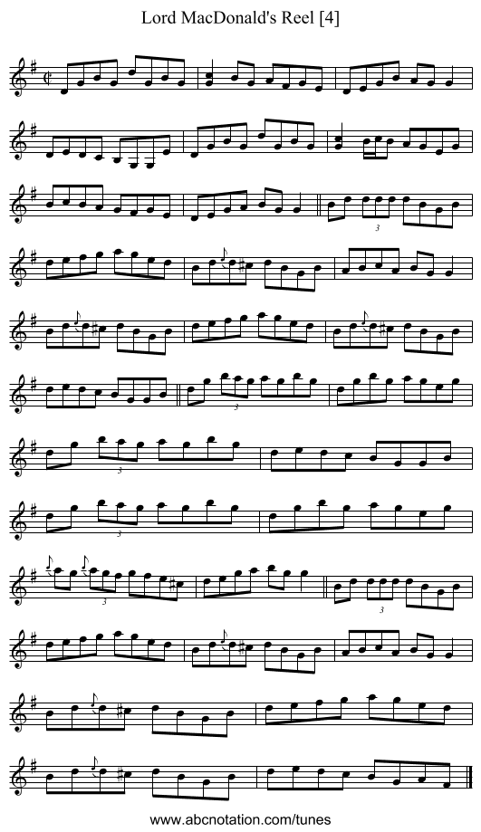 Lord MacDonald's Reel [4] - staff notation
