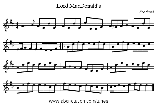 Lord MacDonald's - staff notation