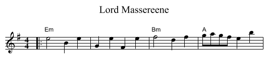 Lord Massereene - staff notation