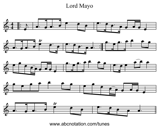 Lord Mayo - staff notation
