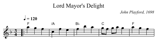 Lord Mayor's Delight - staff notation