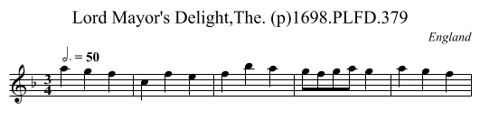 Lord Mayor's Delight,The. (p)1698.PLFD.379 - staff notation