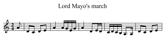 Lord Mayo's march - staff notation