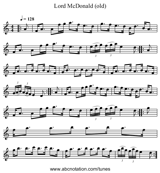 Lord McDonald (old) - staff notation
