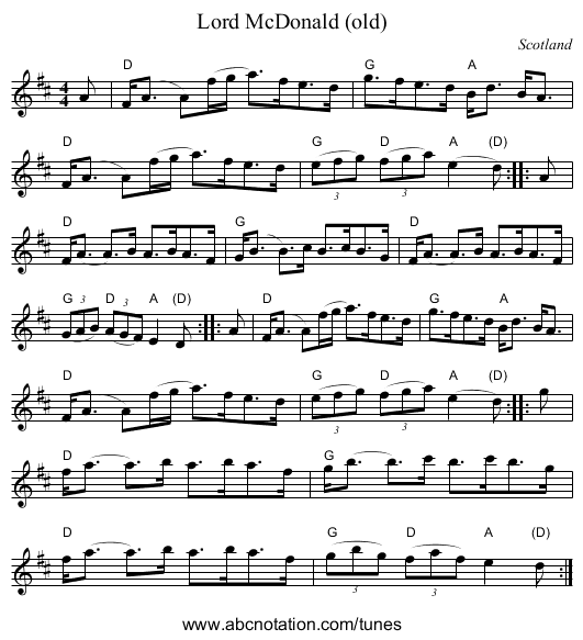 Lord McDonald (old) - staff notation