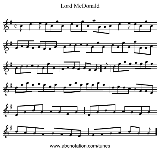 Lord McDonald - staff notation