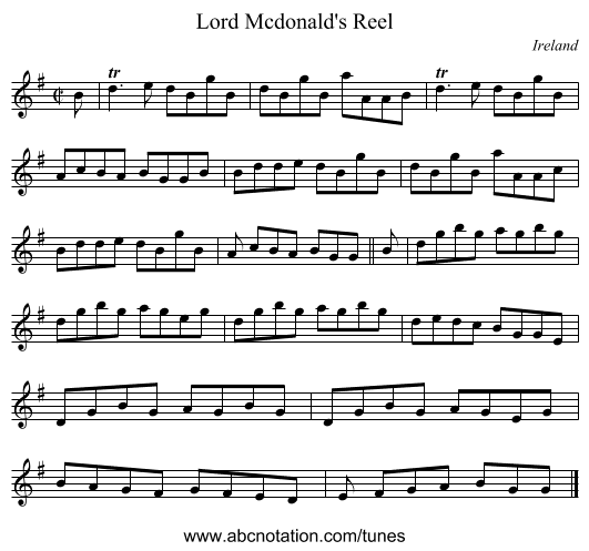 Lord Mcdonald's Reel - staff notation