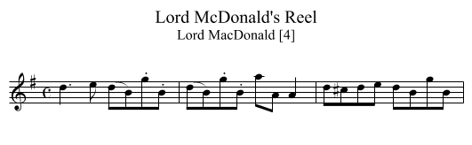 Lord McDonald's Reel - staff notation