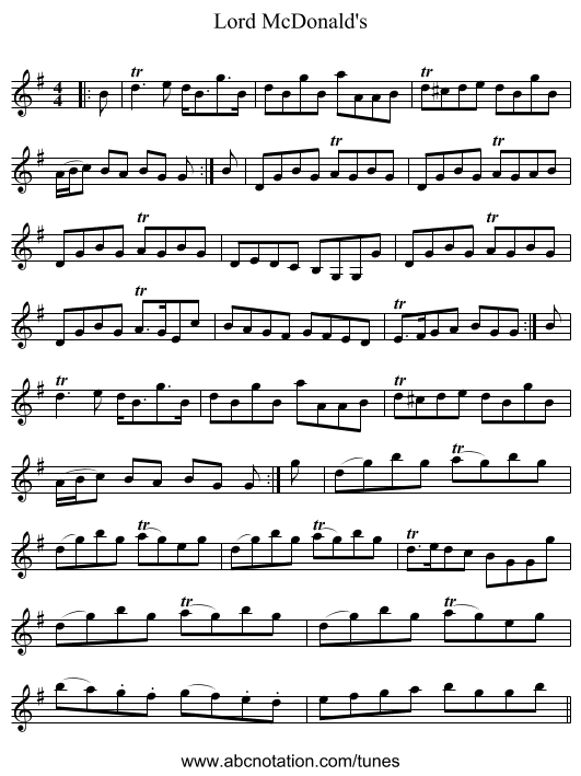 Lord McDonald's - staff notation
