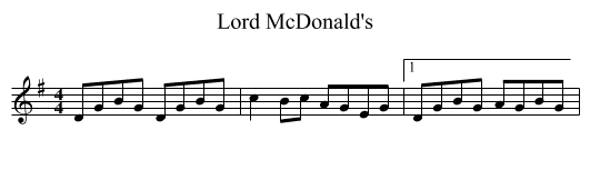 Lord McDonald's - staff notation