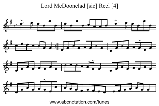 Lord McDoonelad [sic] Reel [4] - staff notation