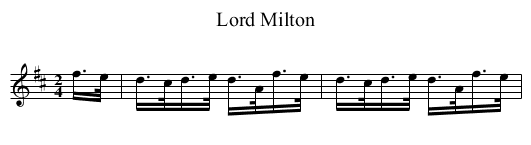 Lord Milton - staff notation
