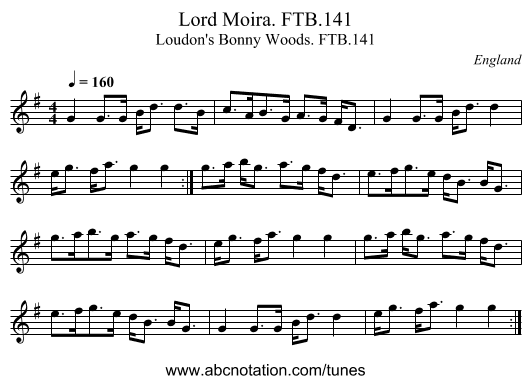 Lord Moira. FTB.141 - staff notation