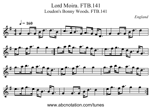 Lord Moira. FTB.141 - staff notation