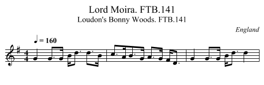 Lord Moira. FTB.141 - staff notation