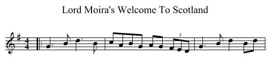 Lord Moira's Welcome To Scotland - staff notation