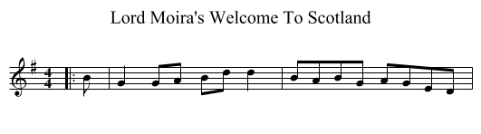 Lord Moira's Welcome To Scotland - staff notation