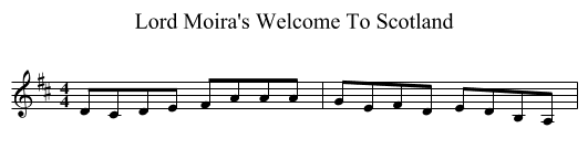 Lord Moira's Welcome To Scotland - staff notation