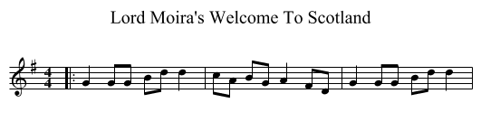 Lord Moira's Welcome To Scotland - staff notation