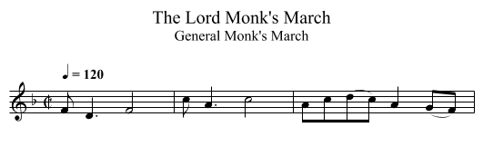 Lord Monk's March, The - staff notation