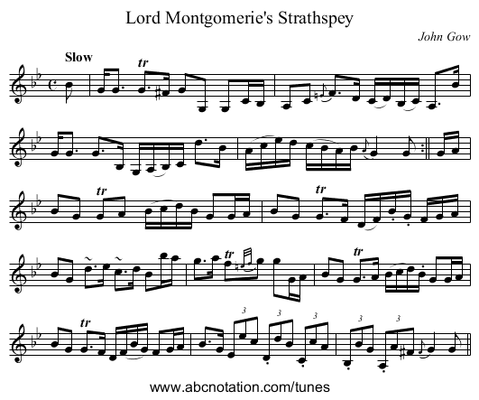 Lord Montgomerie's Strathspey - staff notation