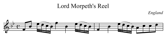 Lord Morpeth's Reel - staff notation