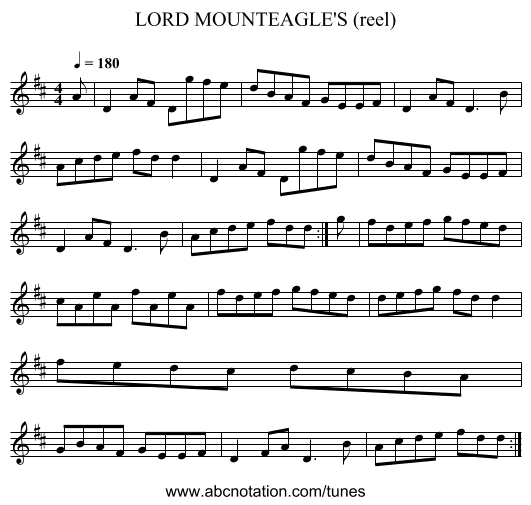 LORD MOUNTEAGLE'S (reel) - staff notation