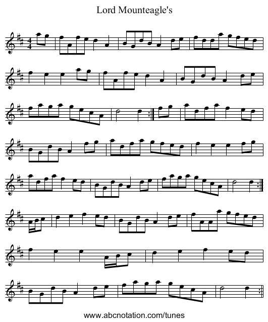 Lord Mounteagle's - staff notation