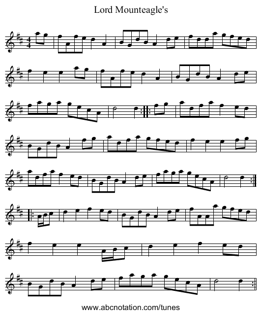 Lord Mounteagle's - staff notation