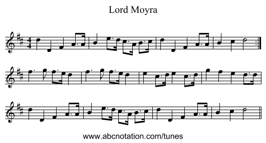 Lord Moyra - staff notation