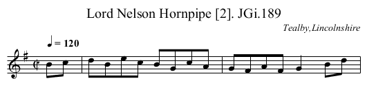 Lord Nelson Hornpipe [2]. JGi.189 - staff notation