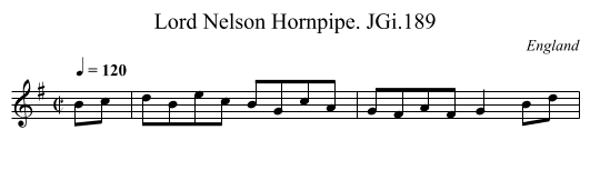 Lord Nelson Hornpipe. JGi.189 - staff notation