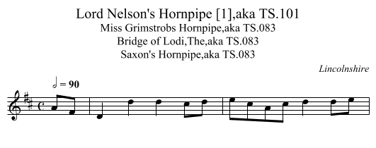 Lord Nelson's Hornpipe [1],aka TS.101 - staff notation