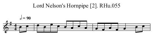 Lord Nelson's Hornpipe [2]. RHu.055 - staff notation
