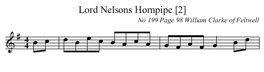 Lord Nelsons Hornpipe [2] - staff notation