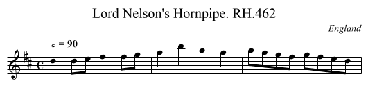 Lord Nelson's Hornpipe. RH.462 - staff notation