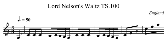 Lord Nelson's Waltz TS.100 - staff notation