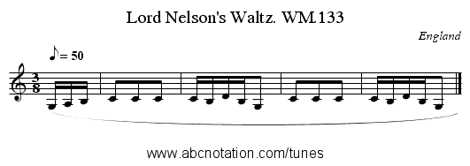Lord Nelson's Waltz. WM.133 - staff notation
