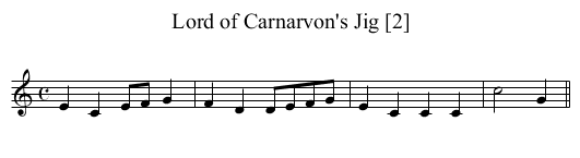 Lord of Carnarvon's Jig [2] - staff notation