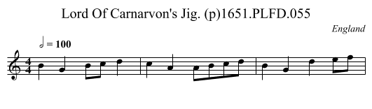Lord Of Carnarvon's Jig. (p)1651.PLFD.055 - staff notation