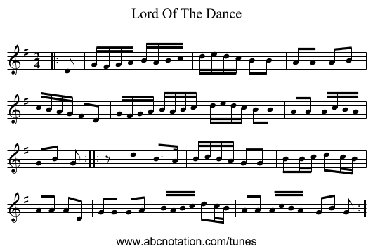 Lord Of The Dance - staff notation