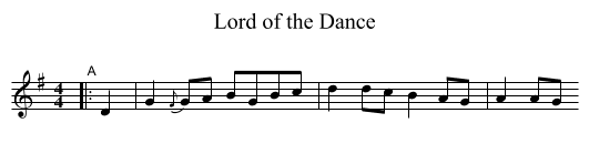 Lord of the Dance - staff notation