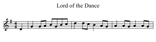 Lord of the Dance - staff notation