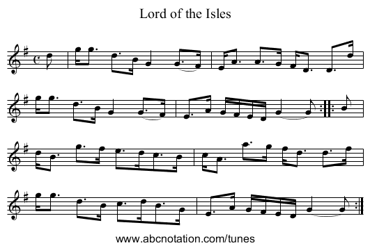 Lord of the Isles - staff notation